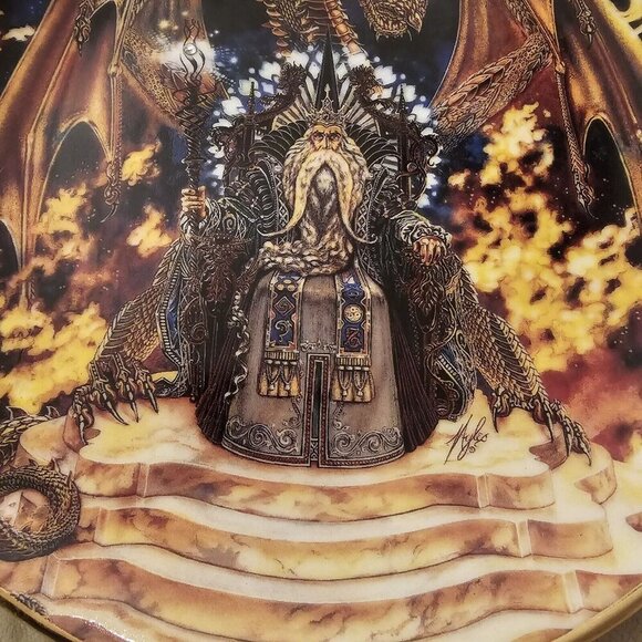 Vtg Franklin Mint DRAGON FIRE Myles Pinkney EDITION PLATE Royal Doulton Rc 2120 - Picture 4 of 9